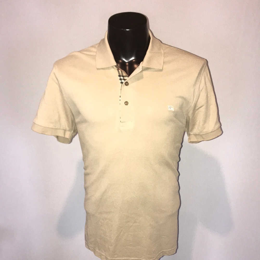 Burberry Slim Fit Tan Men’s Short Sleeve Polo